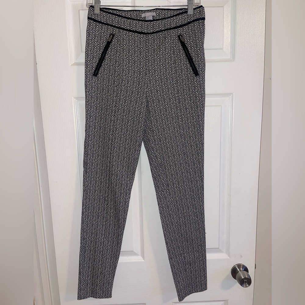 H&M Black & White Geometric Print Slim Pants